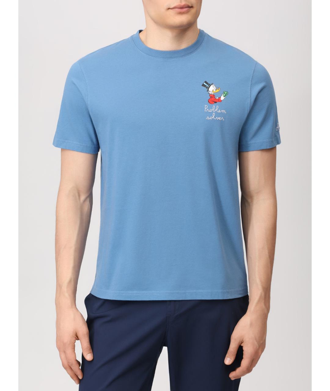 MC2 SAINT BARTH Голубая хлопковая футболка, фото 4