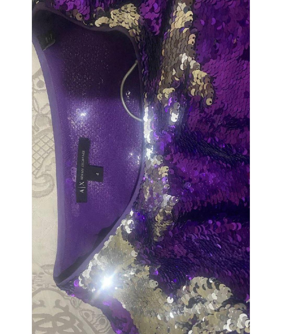 ARMANI EXCHANGE Фиолетовое полиамидовое вечернее платье, фото 4