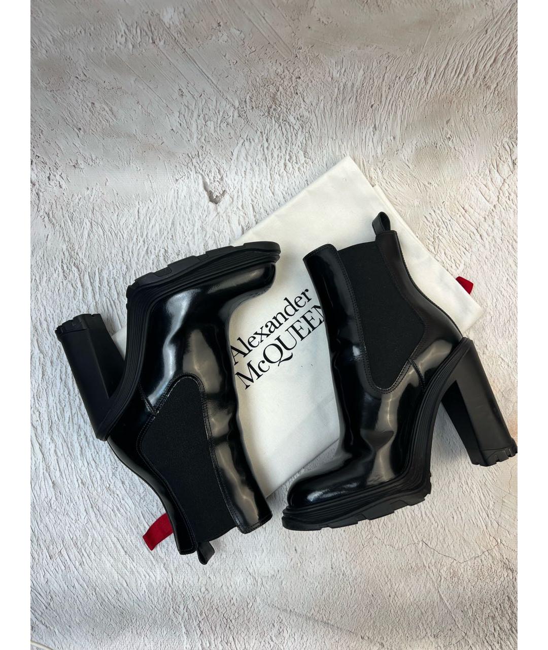 ALEXANDER MCQUEEN Черные кожаные ботильоны, фото 7