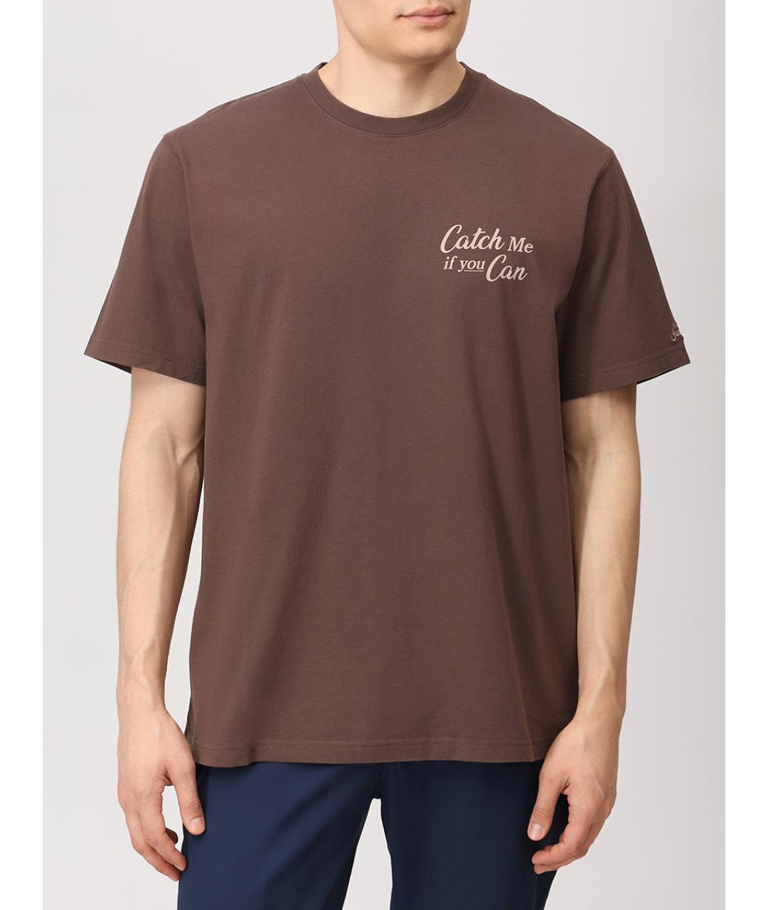 MC2 SAINT BARTH Коричневая хлопковая футболка, фото 4