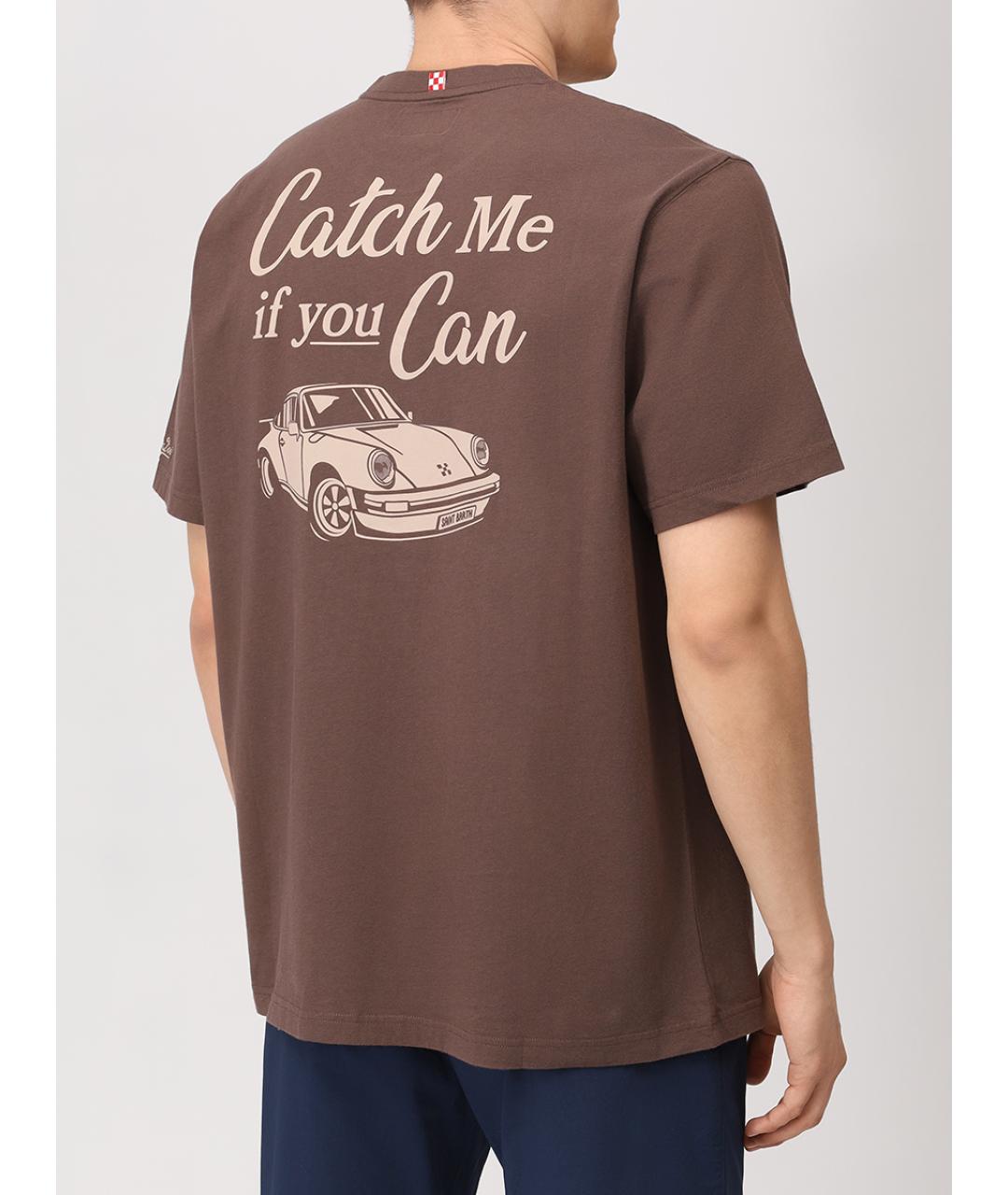 MC2 SAINT BARTH Коричневая хлопковая футболка, фото 3