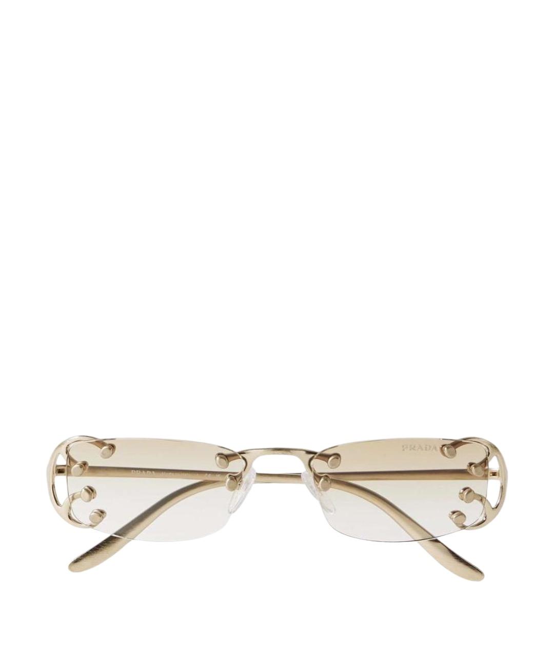 PRADA Золотые металлические солнцезащитные очки, фото 1