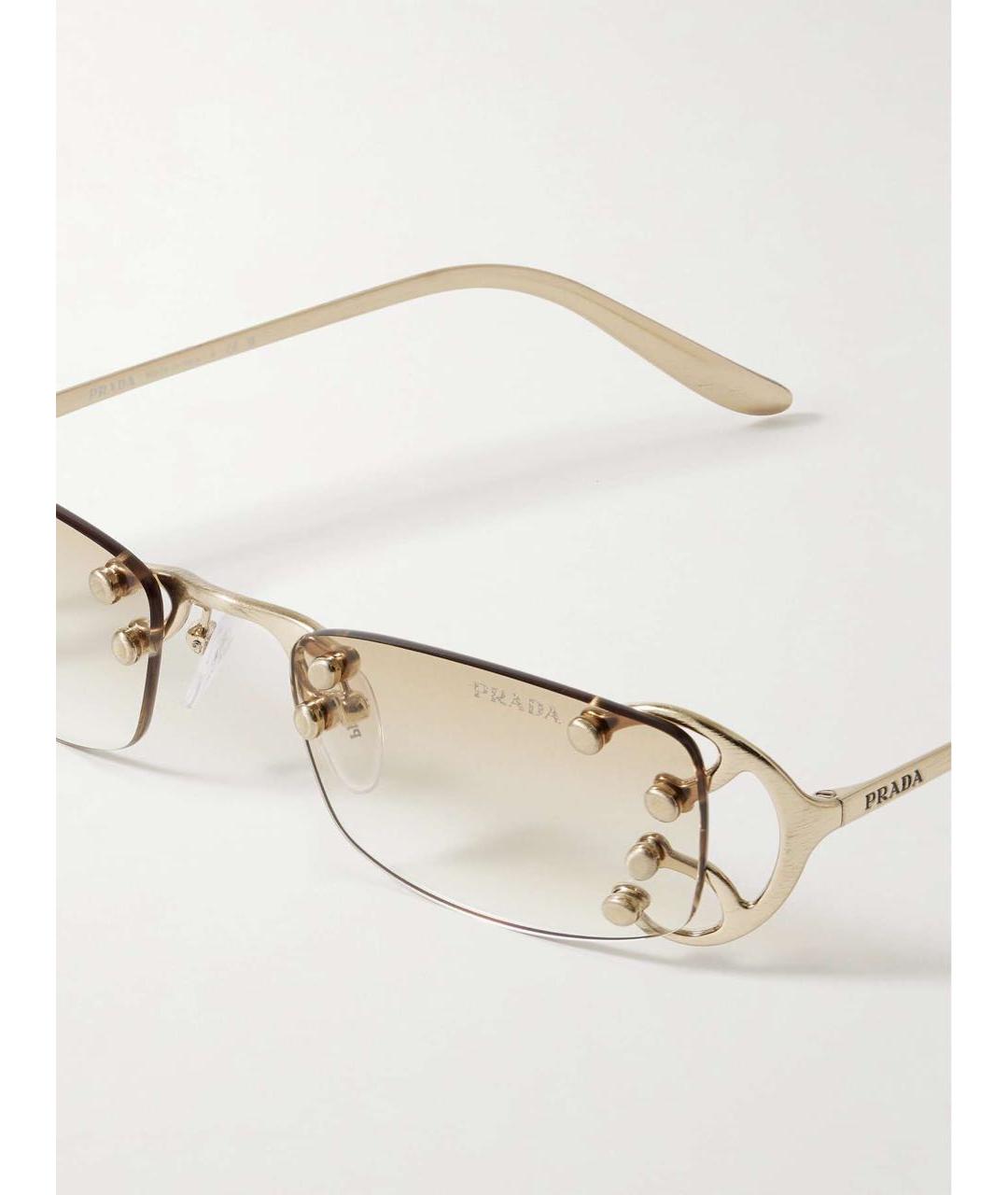 PRADA Золотые металлические солнцезащитные очки, фото 3