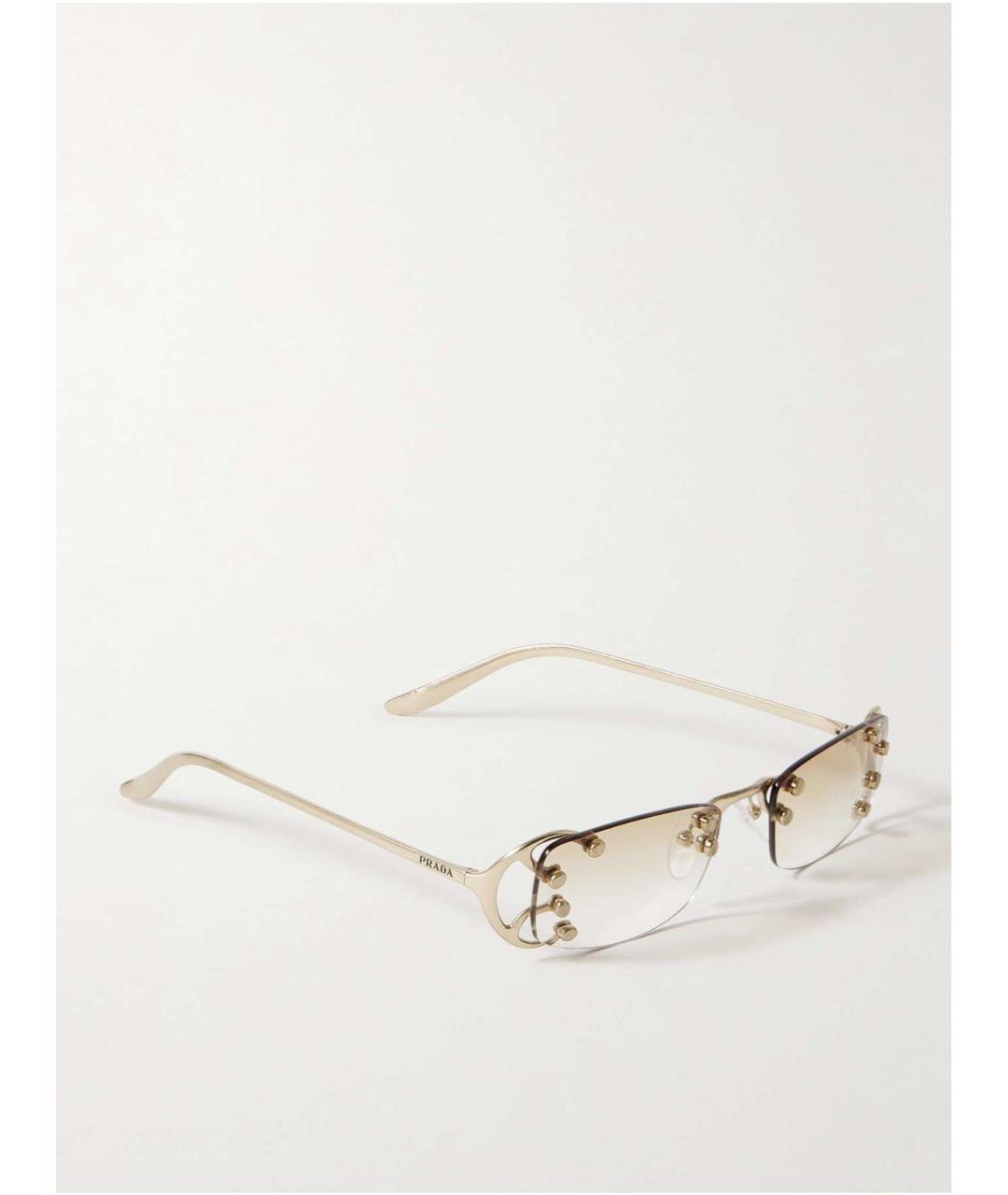 PRADA Золотые металлические солнцезащитные очки, фото 4