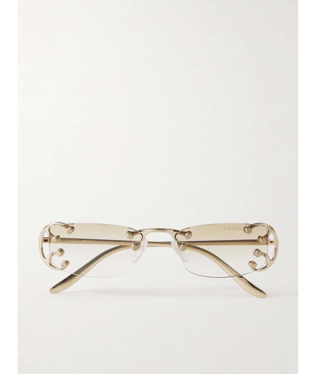 PRADA Золотые металлические солнцезащитные очки, фото 6