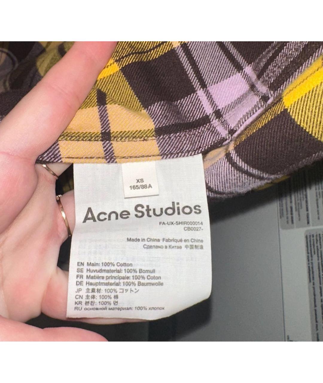 ACNE STUDIOS Желтая хлопковая рубашка, фото 5