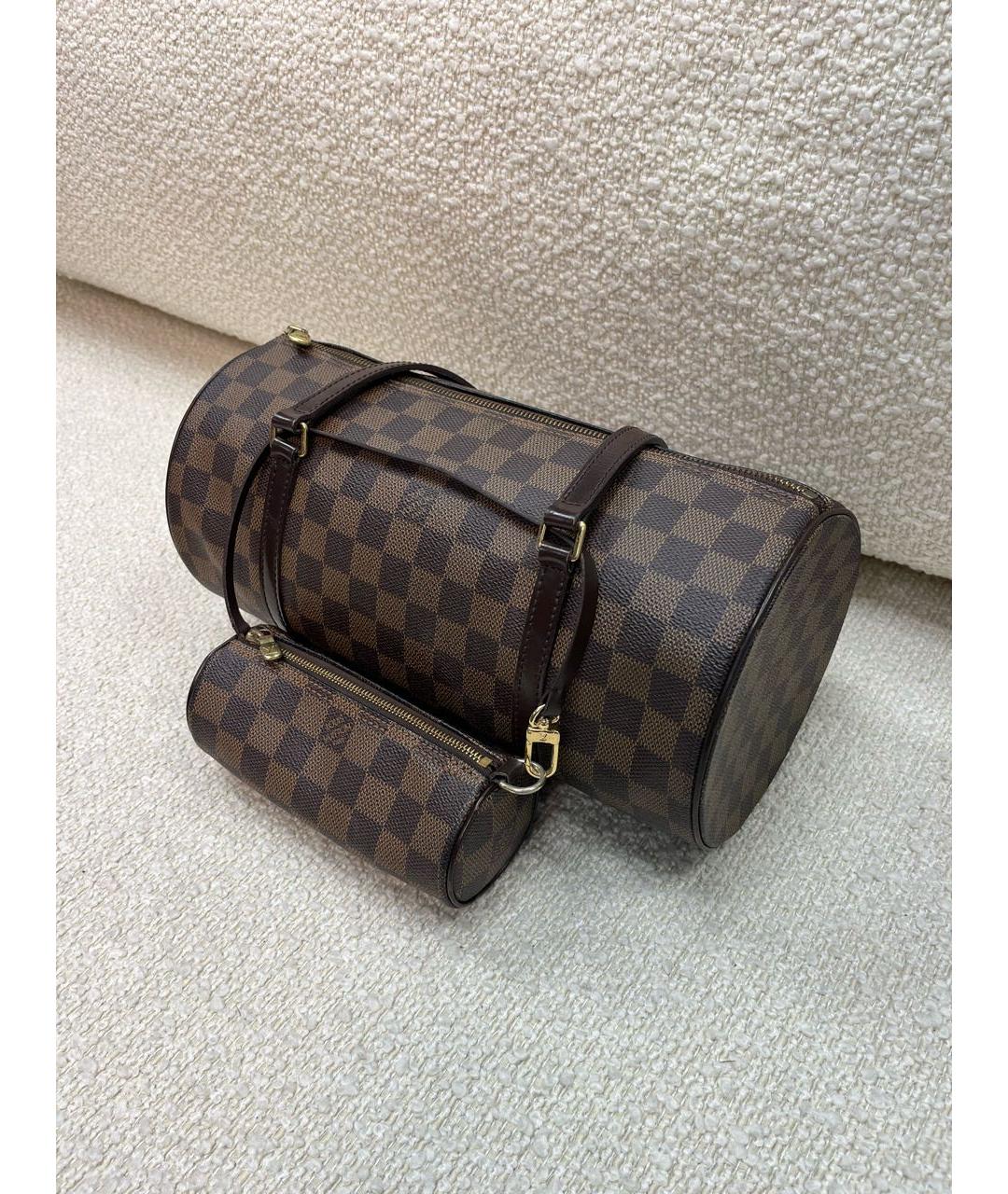 LOUIS VUITTON Коричневая кожаная сумка с короткими ручками, фото 5