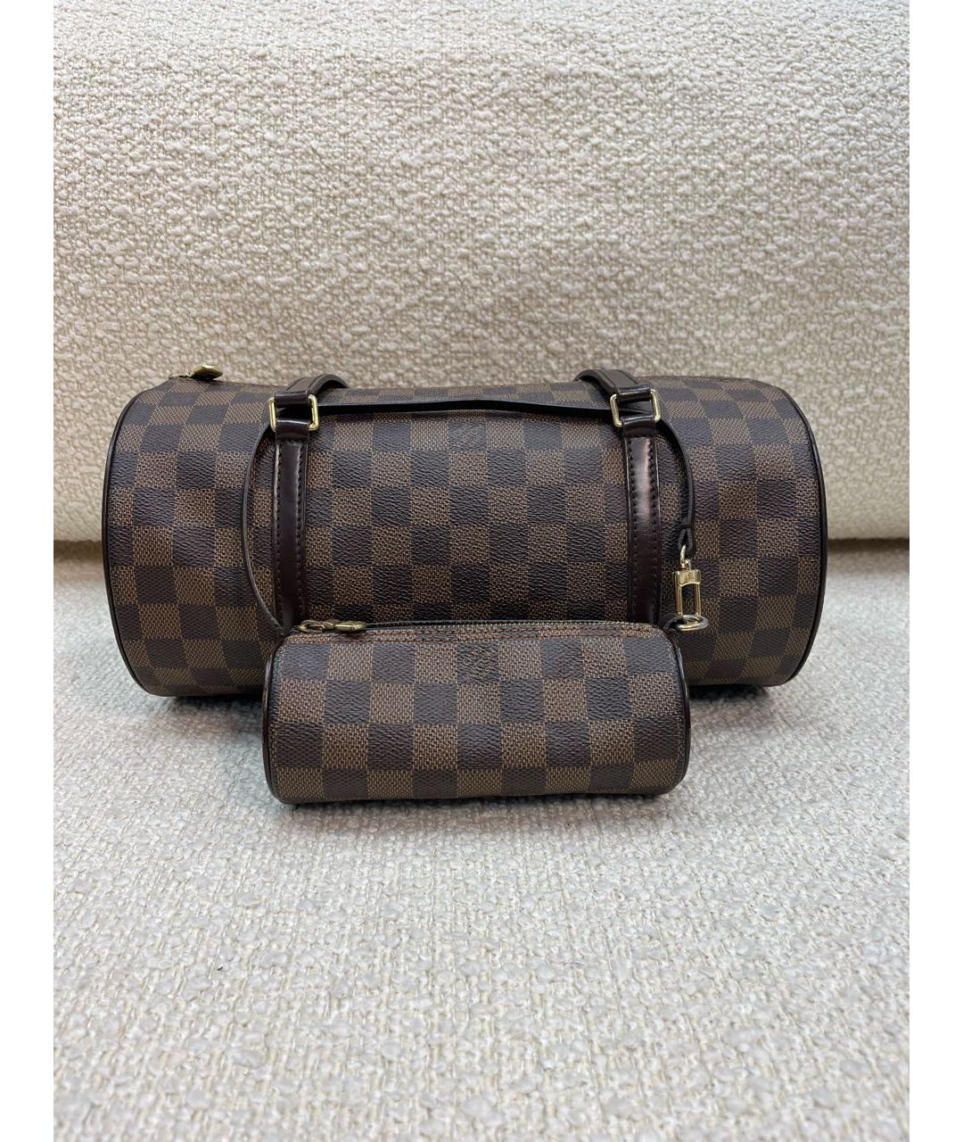 LOUIS VUITTON Коричневая кожаная сумка с короткими ручками, фото 6