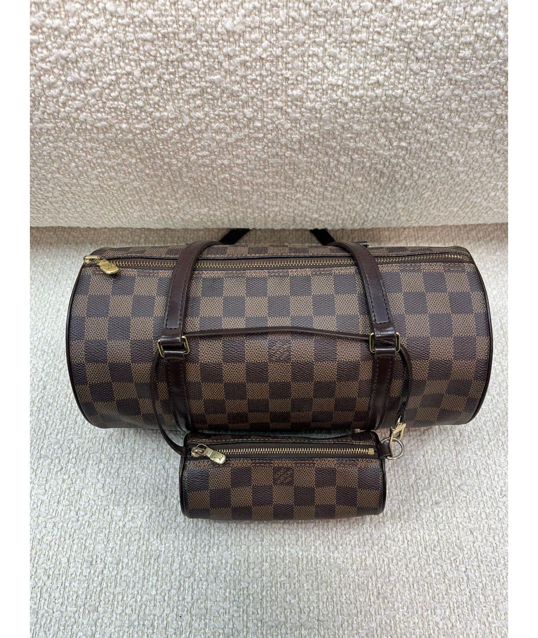 LOUIS VUITTON Коричневая кожаная сумка с короткими ручками, фото 7