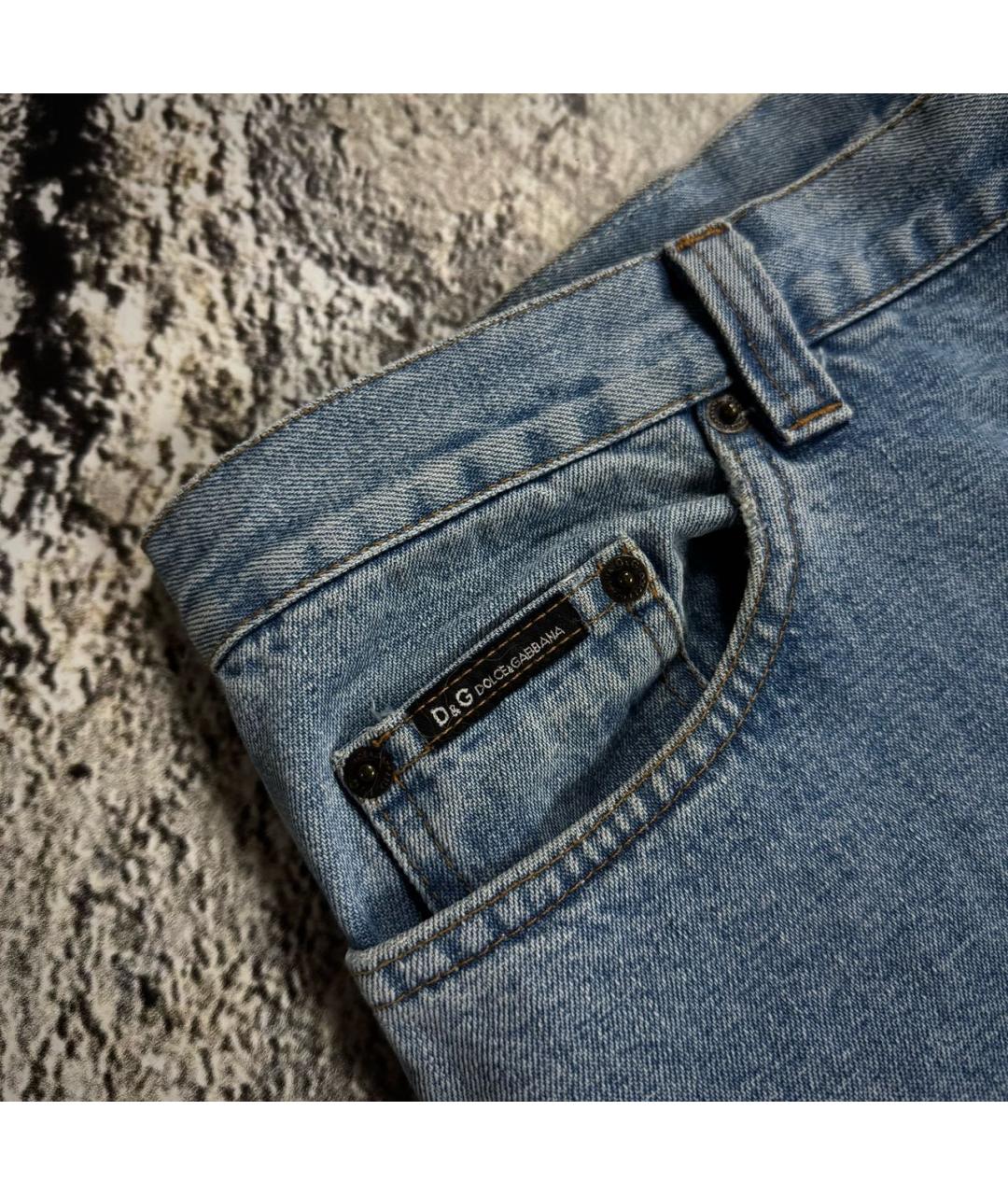 DOLCE&GABBANA Голубые хлопковые джинсы, фото 4