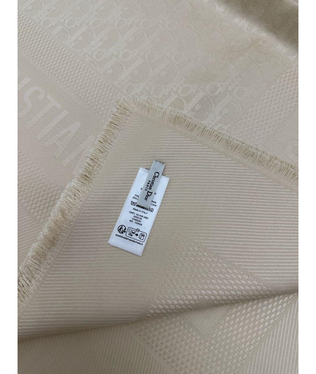 CHRISTIAN DIOR Бежевый шерстяной платок, фото 2