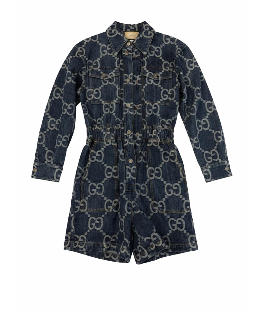 GUCCI Темно-синий хлопковый комбинезон, фото 1