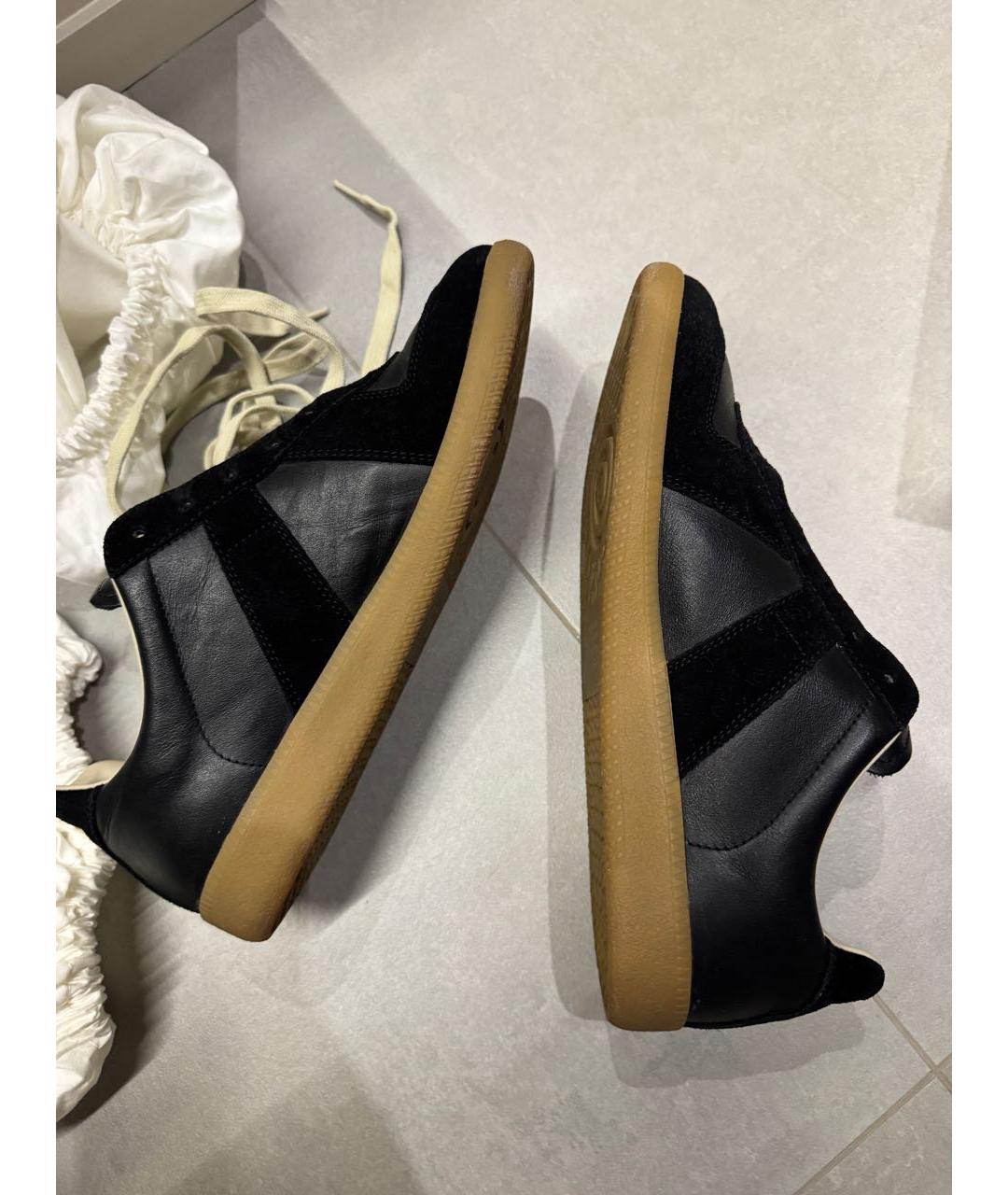 MAISON MARGIELA Черные кожаные кеды, фото 3