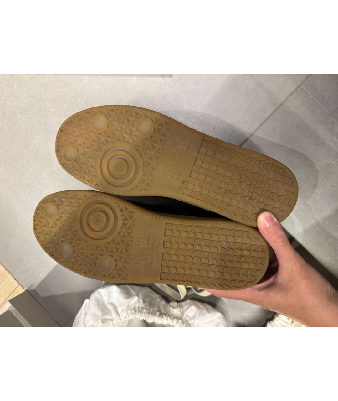 MAISON MARGIELA Черные кожаные кеды, фото 4