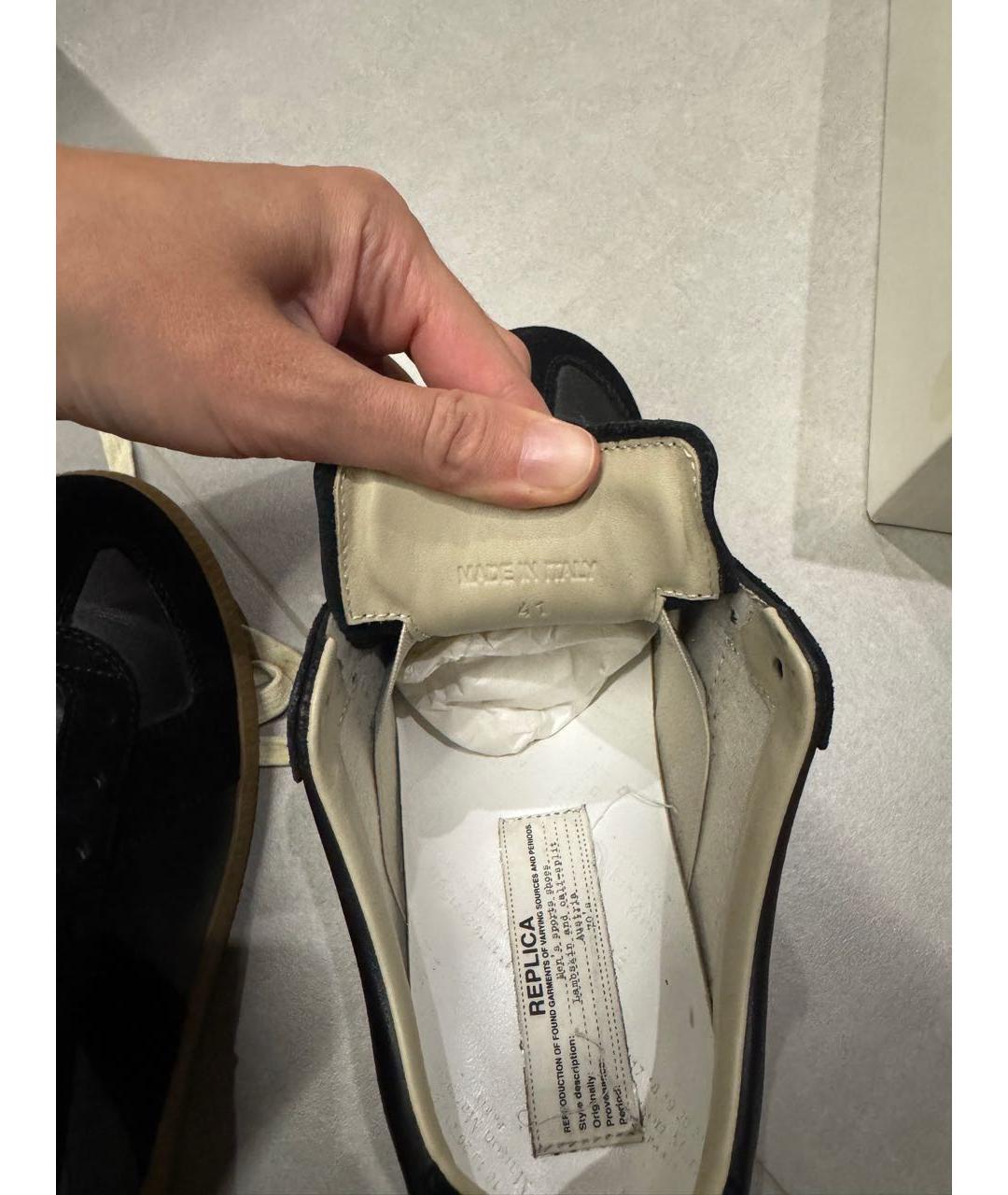 MAISON MARGIELA Черные кожаные кеды, фото 5