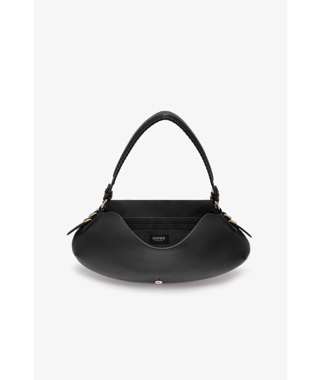 GANNI Черная кожаная сумка через плечо, фото 3