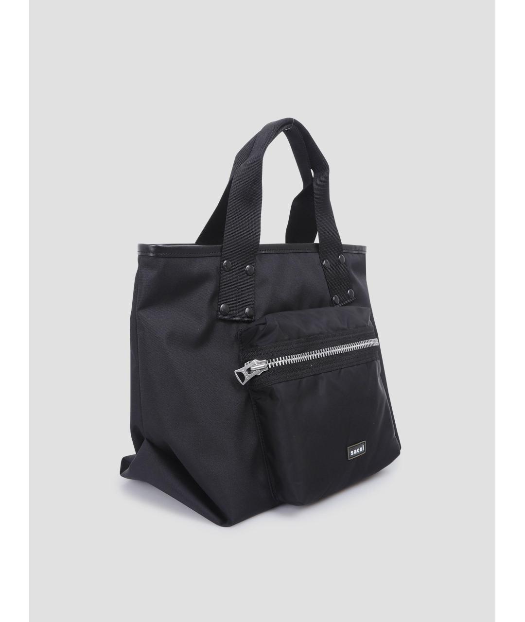 SACAI Черная тканевая сумка тоут, фото 2