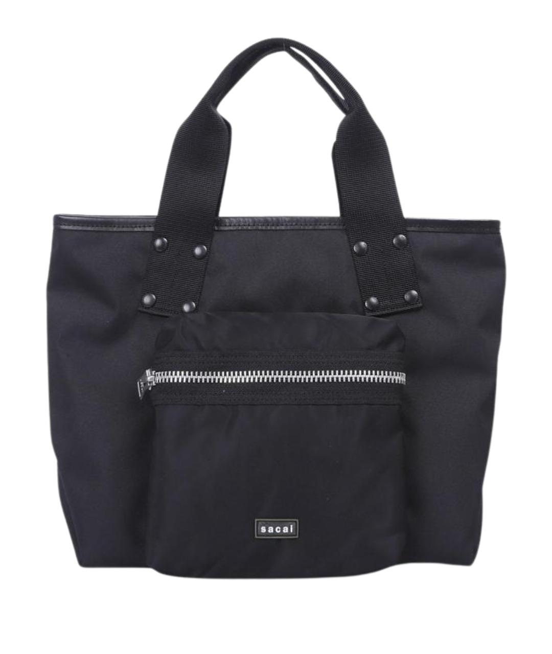 SACAI Черная тканевая сумка тоут, фото 1