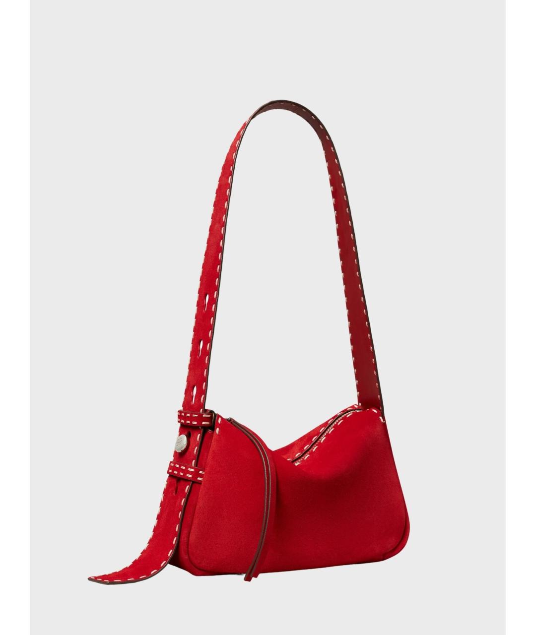 TORY BURCH Красная замшевая сумка через плечо, фото 2