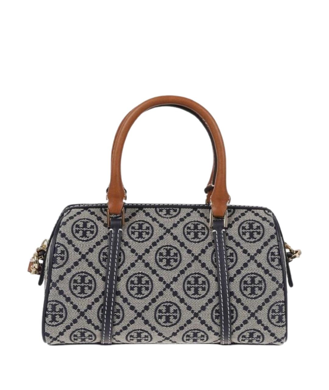 TORY BURCH Темно-синяя жаккардовая сумка тоут, фото 1
