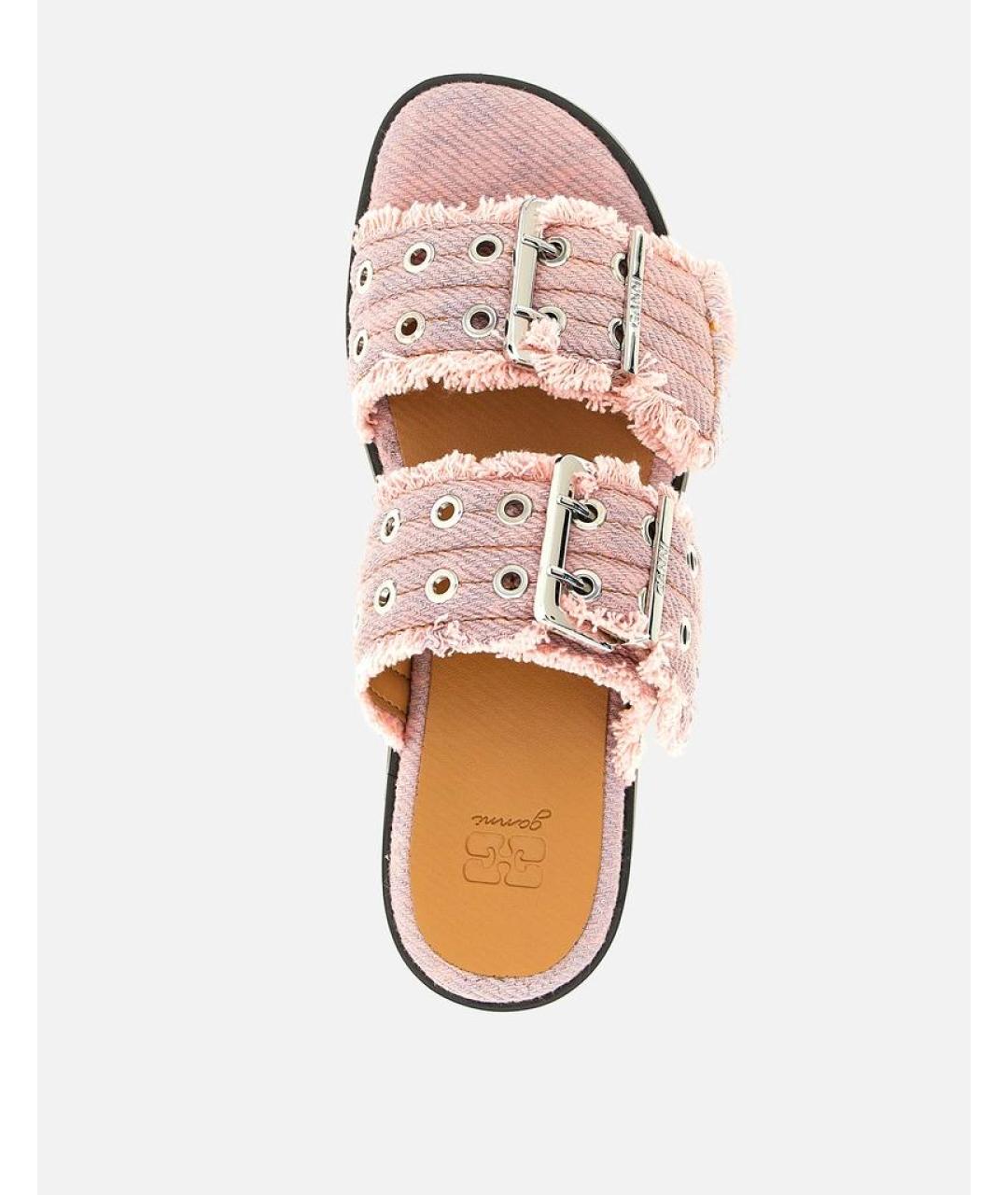 GANNI Розовые текстильные шлепанцы, фото 2