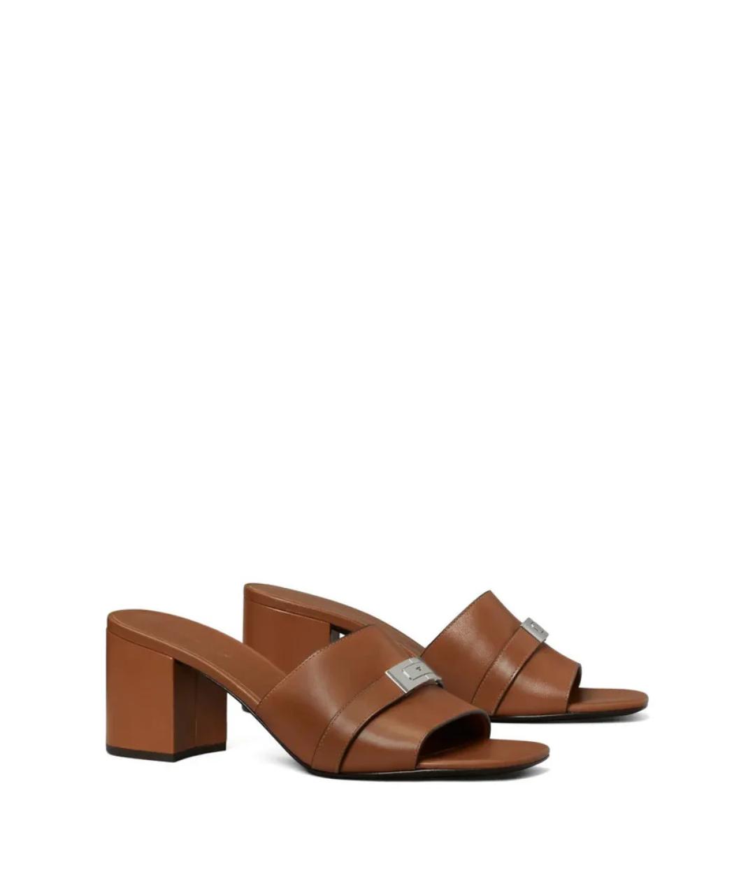 TORY BURCH Коричневые кожаные мюли, фото 2