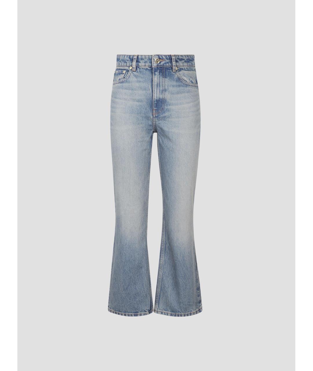 GANNI Голубые хлопковые джинсы клеш, фото 4