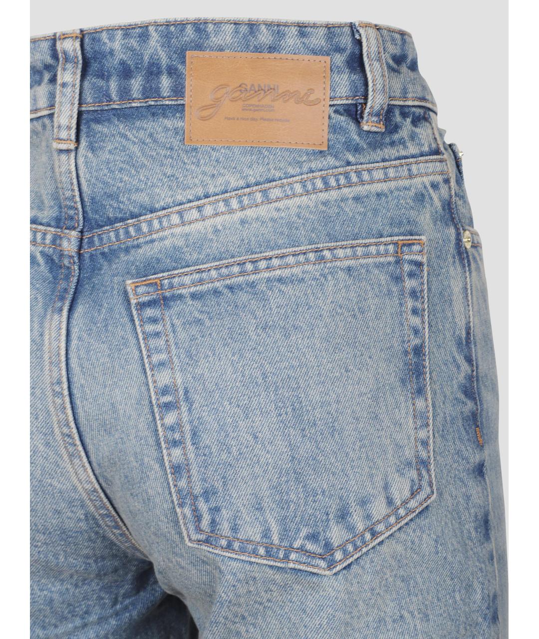 GANNI Голубые хлопковые джинсы клеш, фото 3