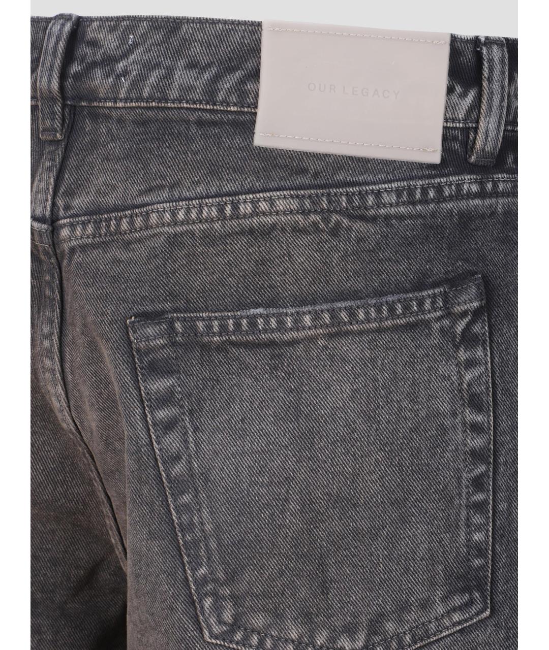 OUR LEGACY Серые хлопковые прямые джинсы, фото 3