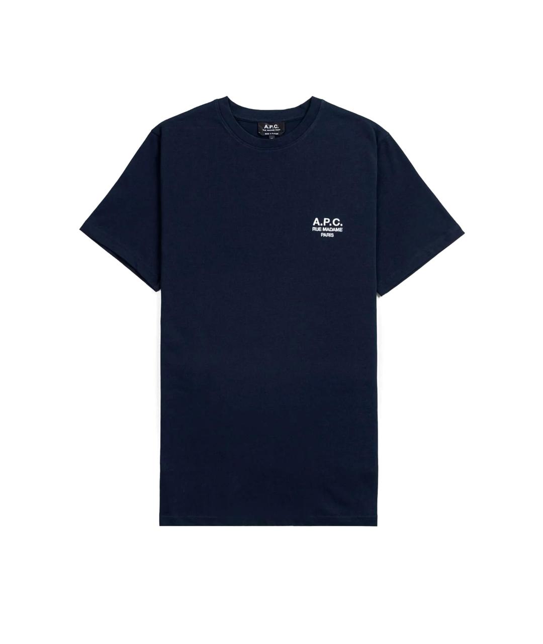 A.P.C. Темно-синяя хлопковая футболка, фото 1