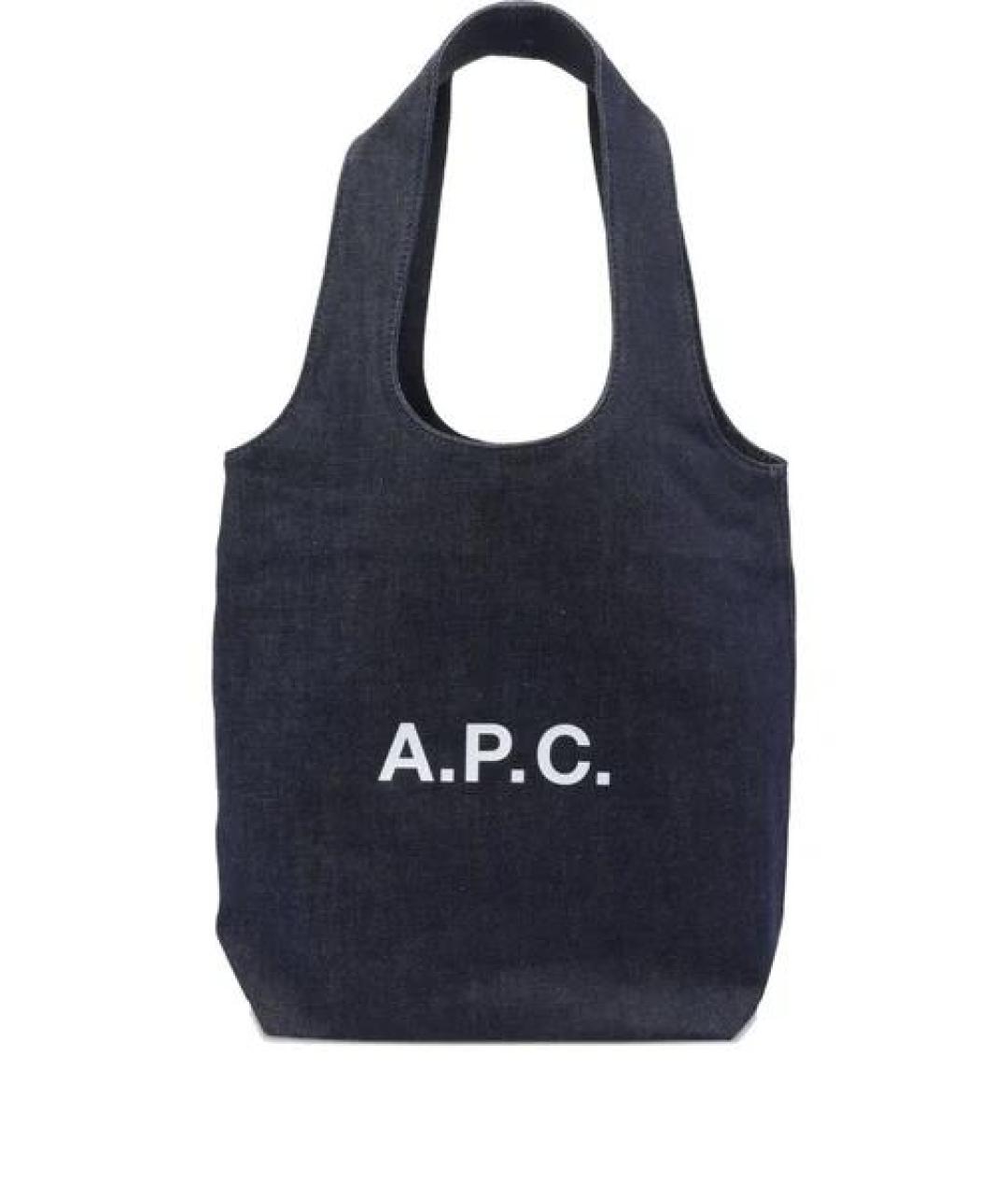 A.P.C. Темно-синяя хлопковая сумка тоут, фото 1