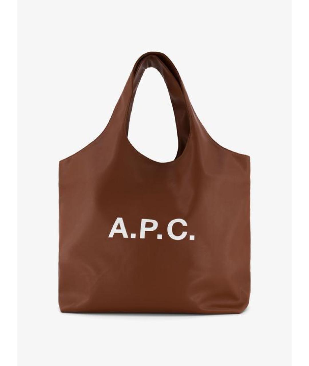 A.P.C. Коричневая сумка тоут из искусственной кожи, фото 3