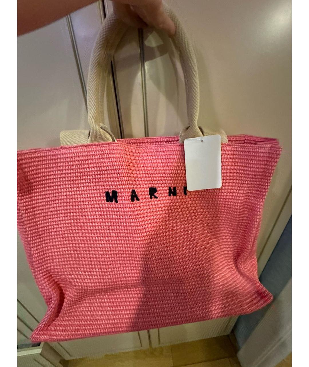 MARNI Коралловая тканевая пляжная сумка, фото 4