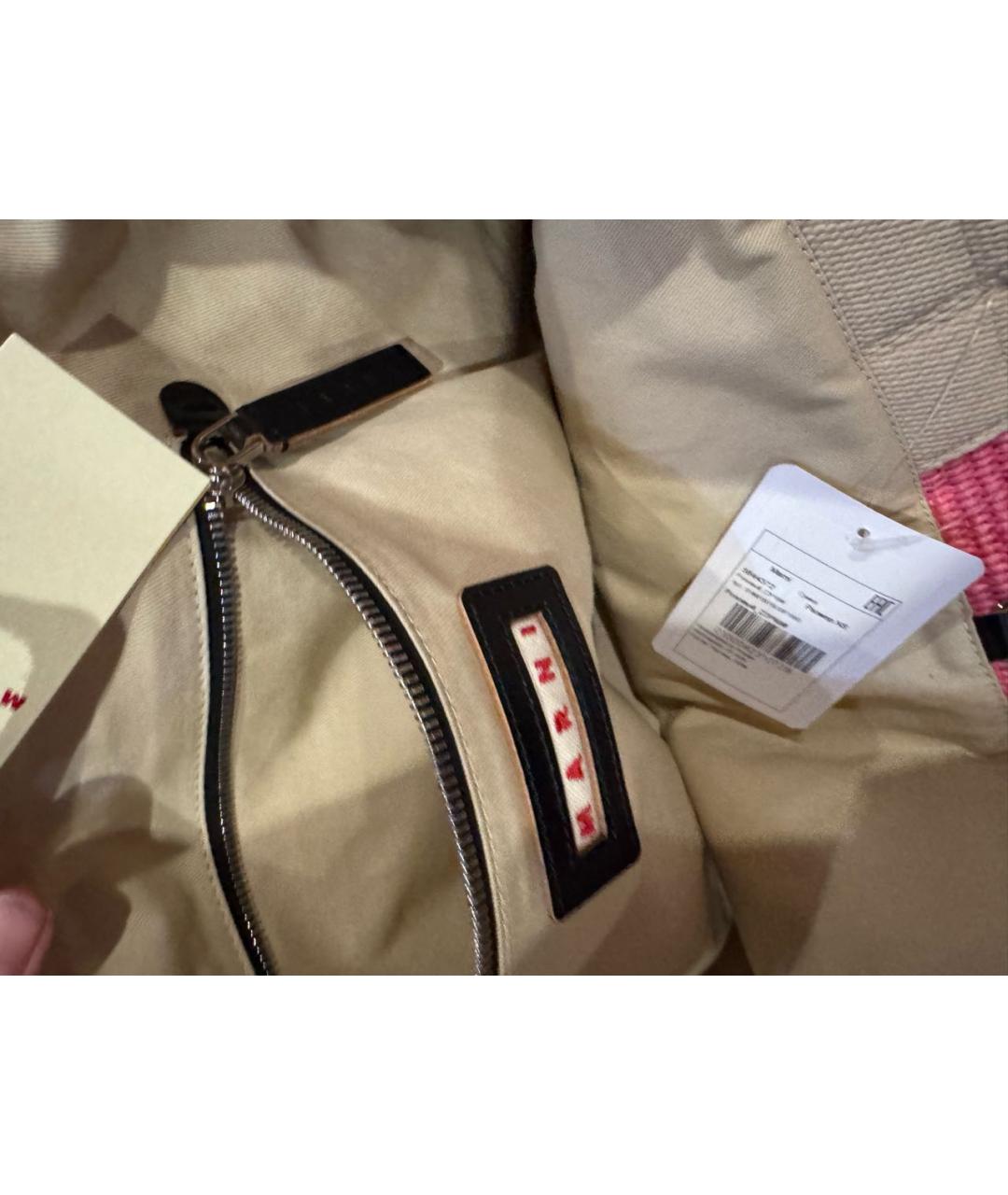 MARNI Коралловая тканевая пляжная сумка, фото 7