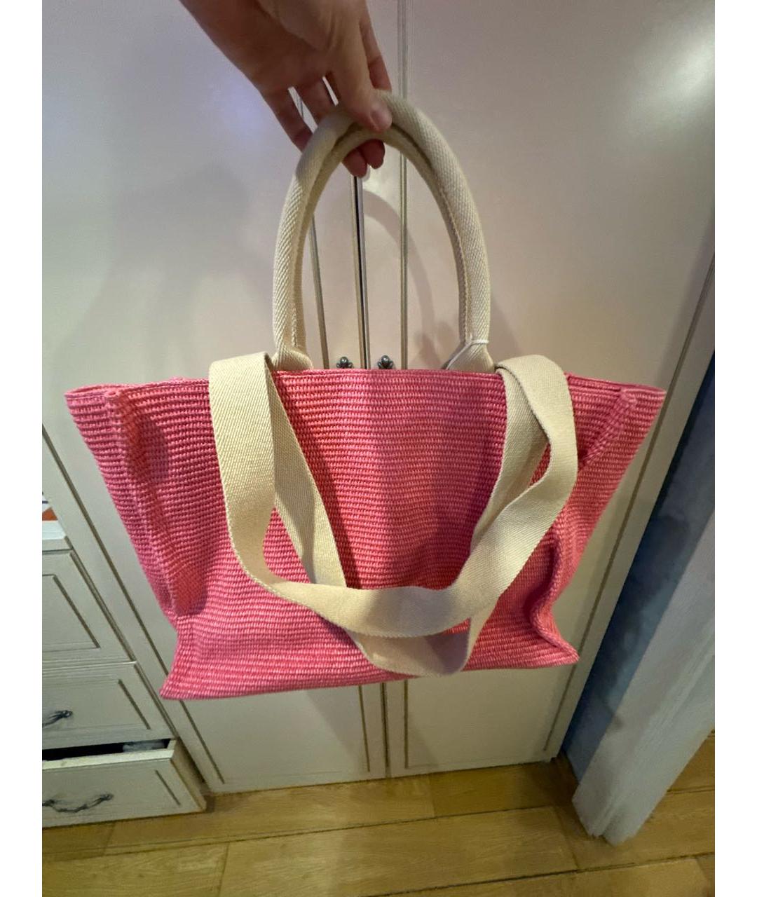 MARNI Коралловая тканевая пляжная сумка, фото 3