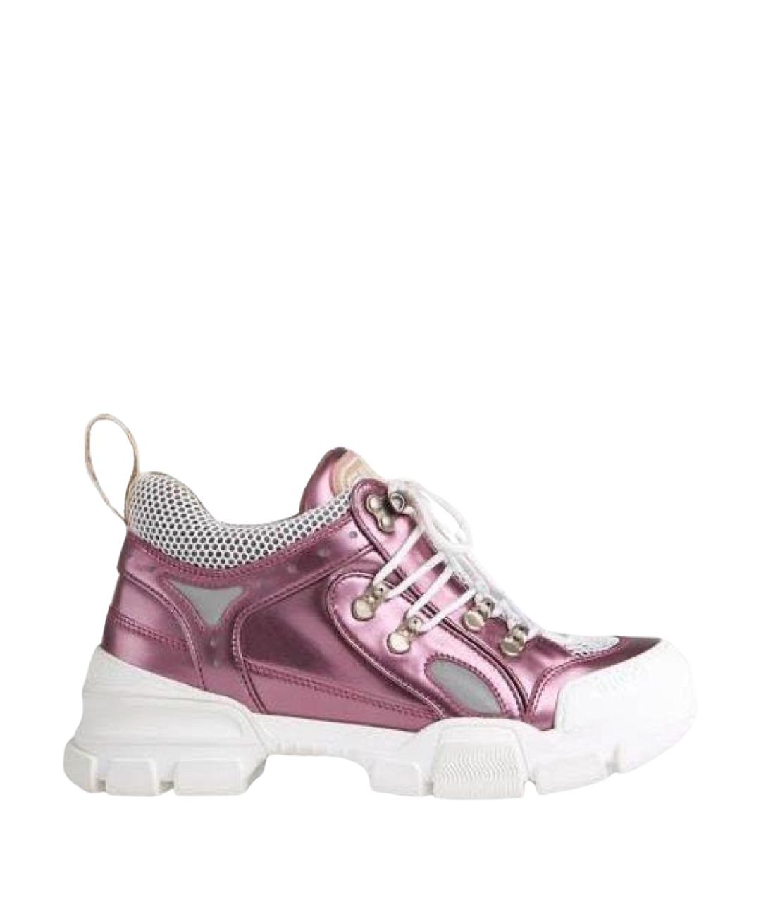 GUCCI Розовые кроссовки из лакированной кожи, фото 1