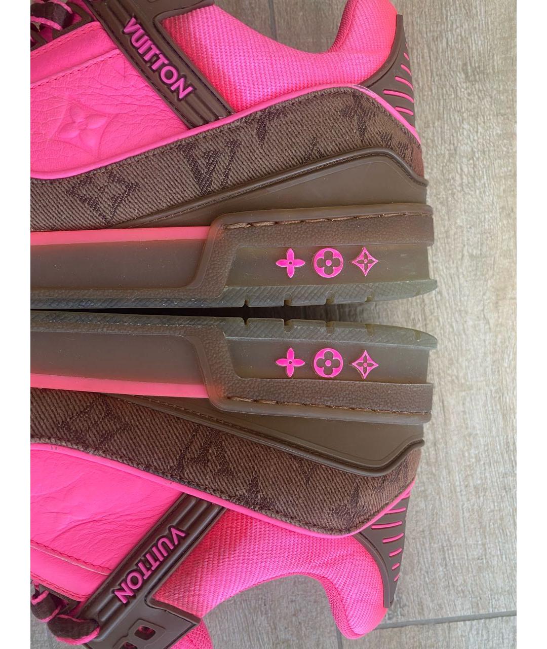 LOUIS VUITTON Фуксия кожаные низкие кроссовки / кеды, фото 7