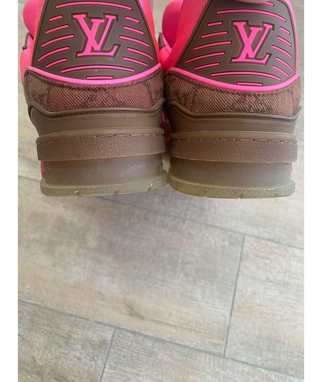 LOUIS VUITTON Фуксия кожаные низкие кроссовки / кеды, фото 4