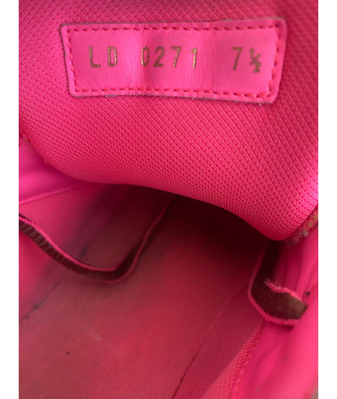 LOUIS VUITTON Фуксия кожаные низкие кроссовки / кеды, фото 5