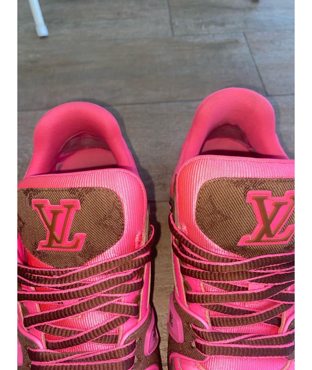 LOUIS VUITTON Фуксия кожаные низкие кроссовки / кеды, фото 3