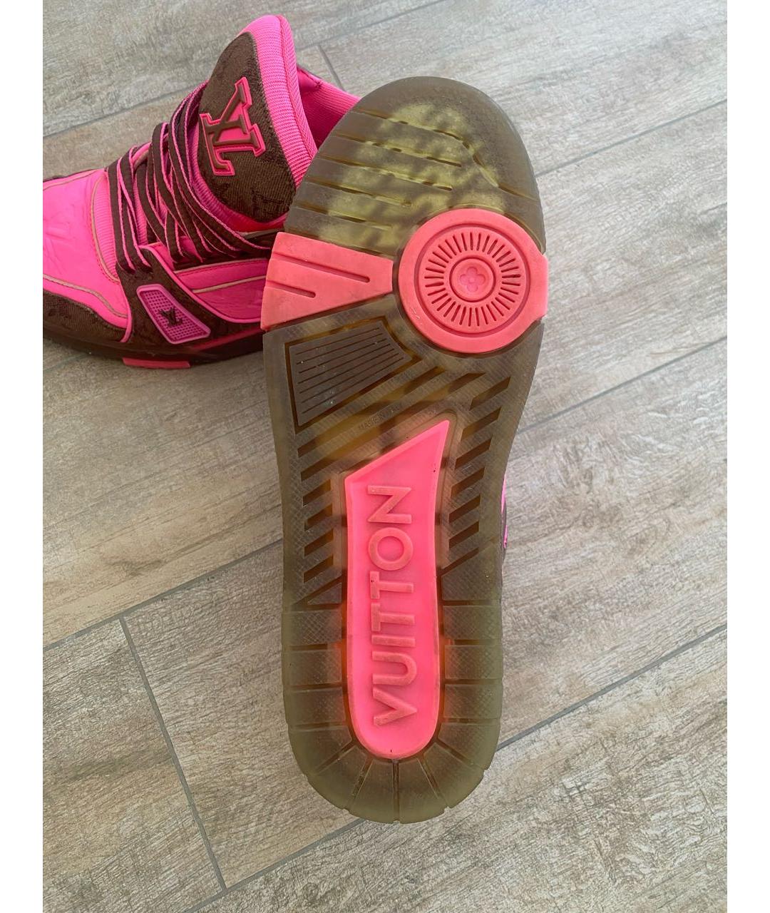 LOUIS VUITTON Фуксия кожаные низкие кроссовки / кеды, фото 8