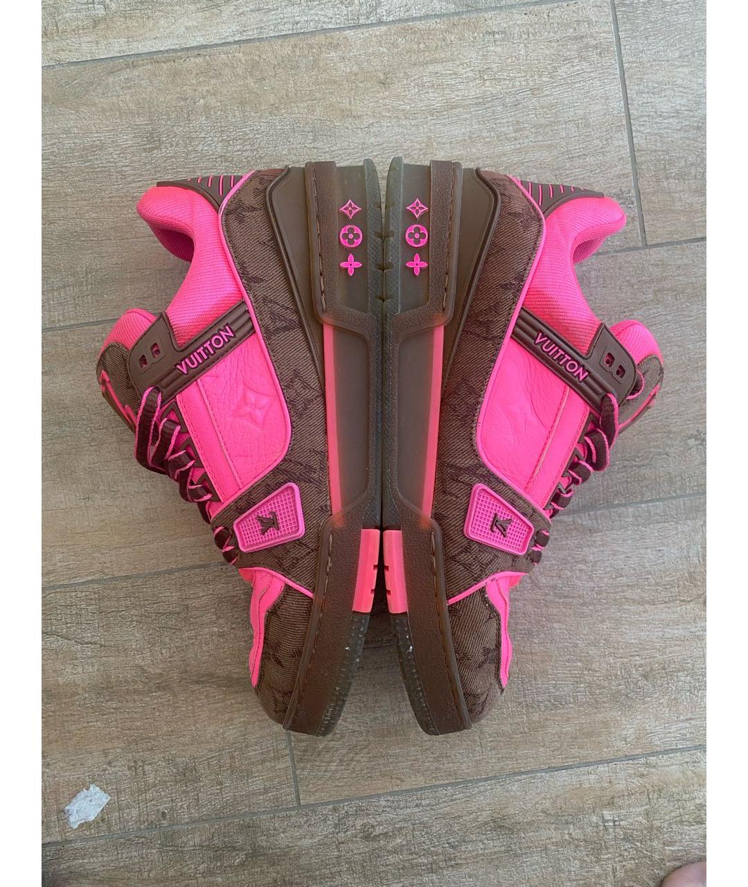 LOUIS VUITTON Фуксия кожаные низкие кроссовки / кеды, фото 2