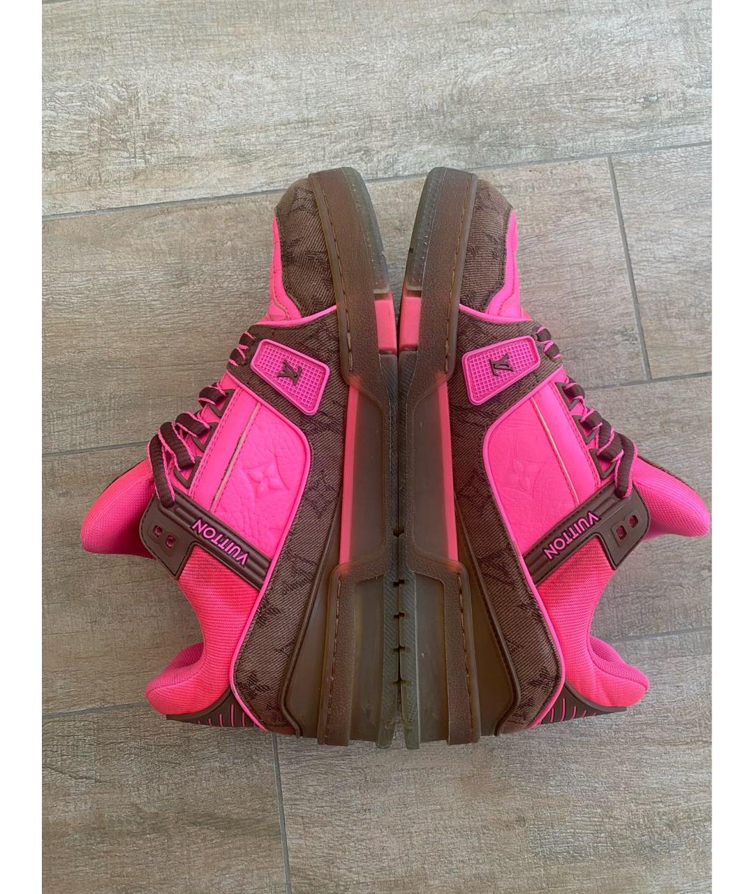 LOUIS VUITTON Фуксия кожаные низкие кроссовки / кеды, фото 6