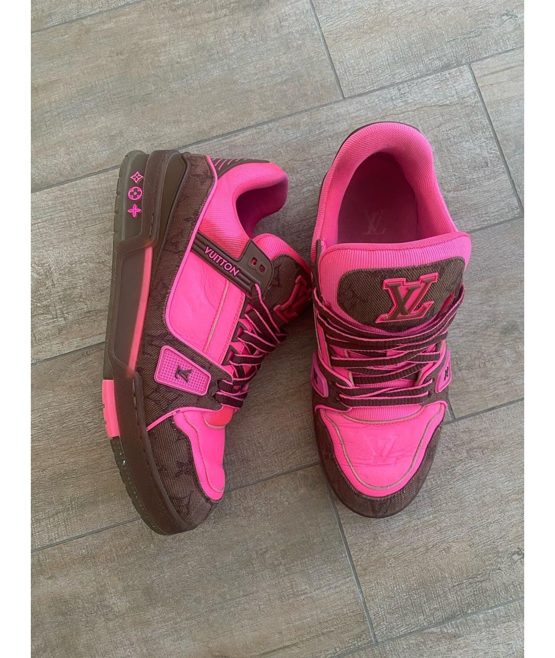 LOUIS VUITTON Фуксия кожаные низкие кроссовки / кеды, фото 9