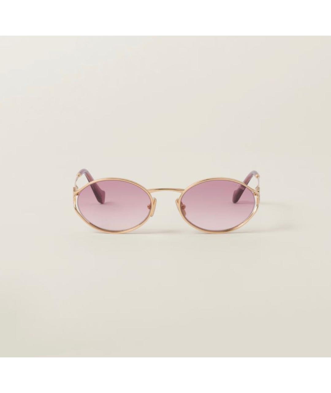 MIU MIU Розовые металлические солнцезащитные очки, фото 5