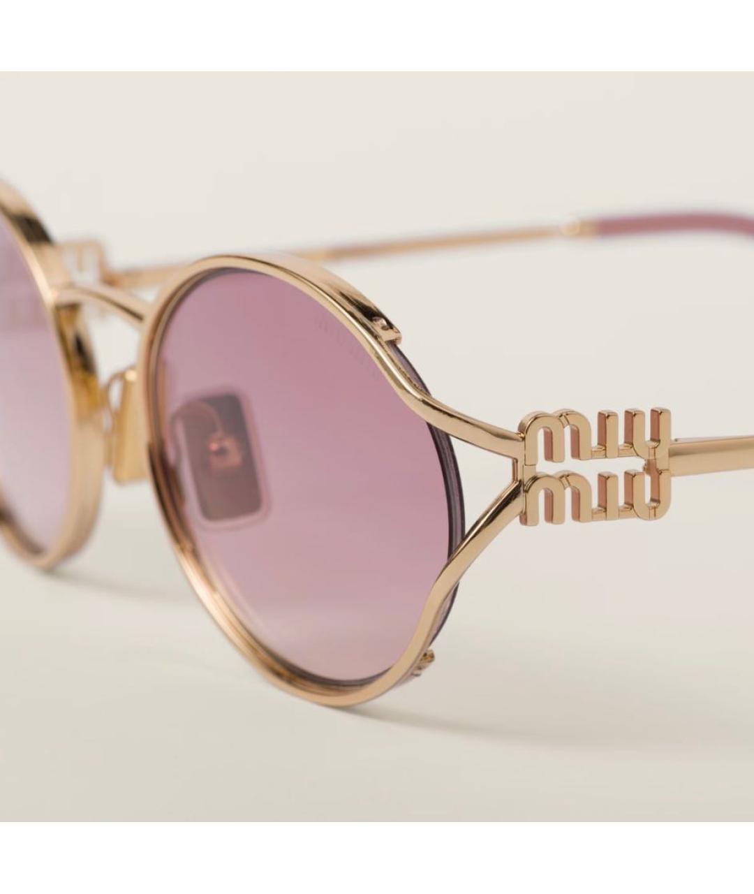 MIU MIU Розовые металлические солнцезащитные очки, фото 3