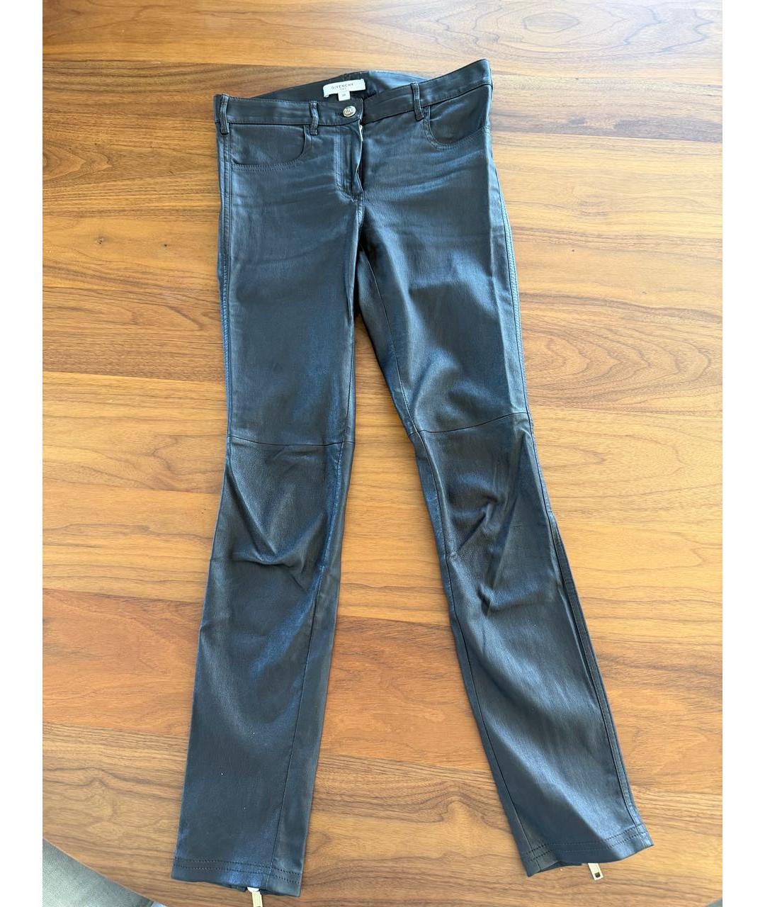 GIENCHI Коричневые кожаные брюки узкие, фото 8