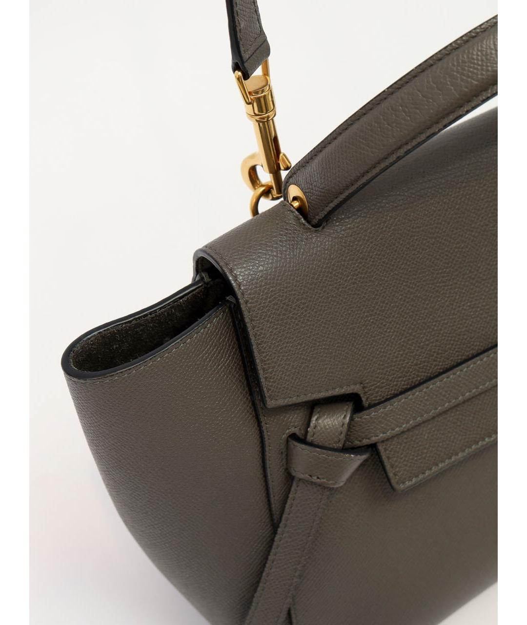 CELINE Серая кожаная сумка с короткими ручками, фото 3