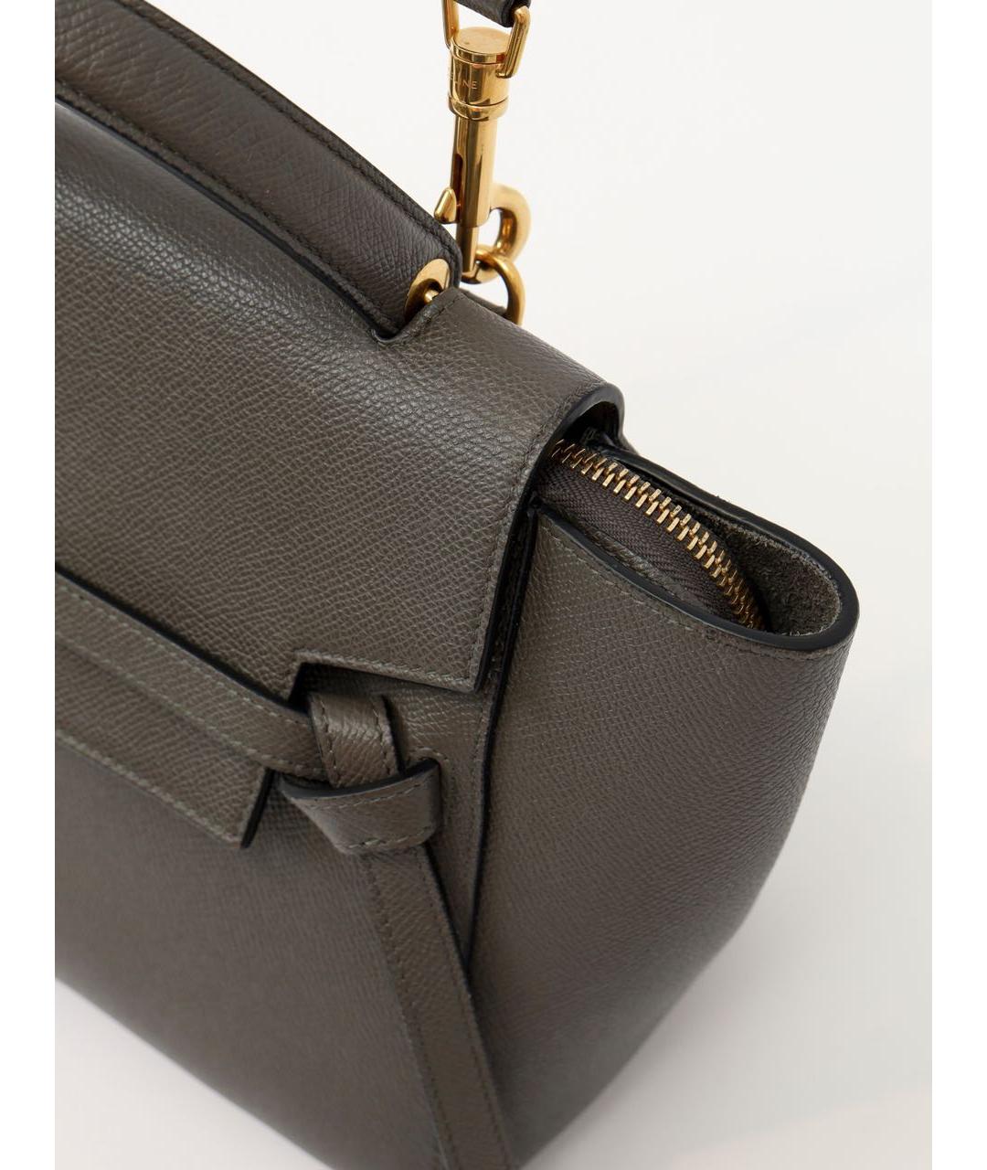 CELINE Серая кожаная сумка с короткими ручками, фото 4