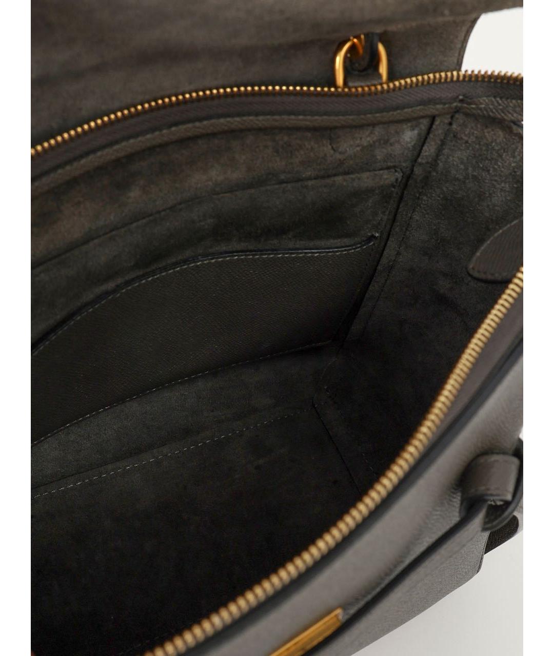 CELINE Серая кожаная сумка с короткими ручками, фото 8